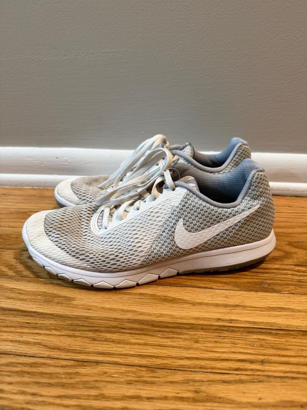 Nike Light Gray and White Mesh Training Shoes